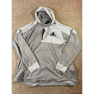 Adidas Mens Hooded Pullover Training Jacket Lightweight Gray‎ White 2XL